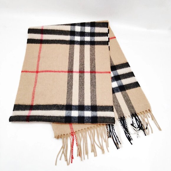 Authentic Burberry Scarf Beiges Cashmere100% mn280-112925 - Picture 1 of 9